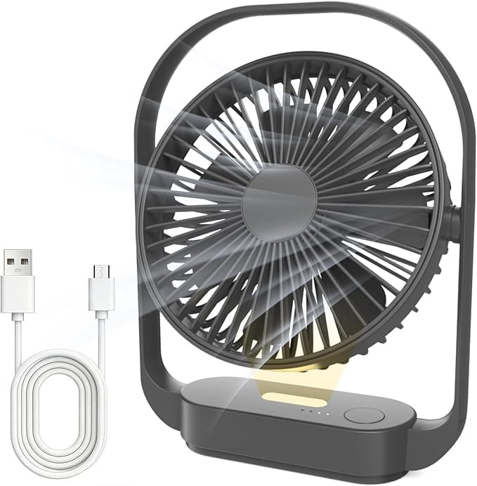 Ventilateur de Table Sans Fil SURFOU - 4 Vitesses, Veilleuse, USB-C